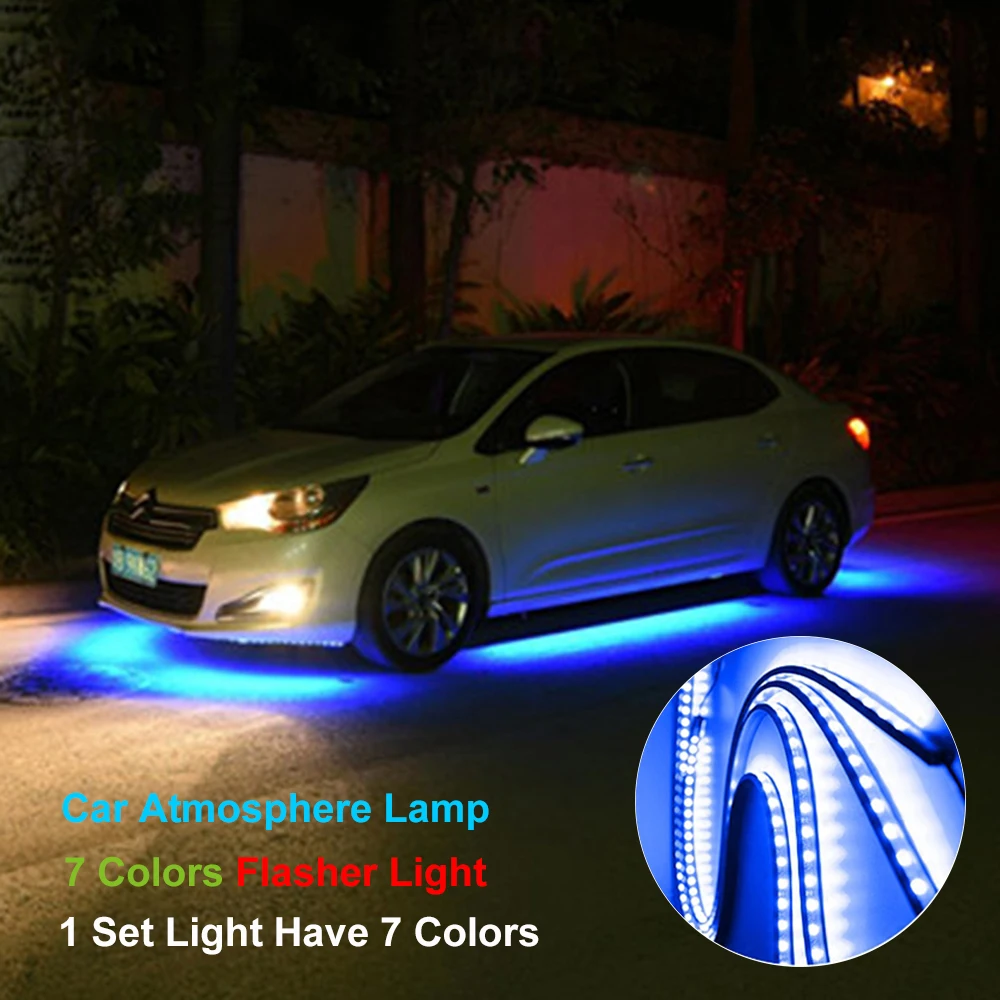 4 шт. автомобиль Underglow гибкие светодиодные ленты Светодиодный проблесковый