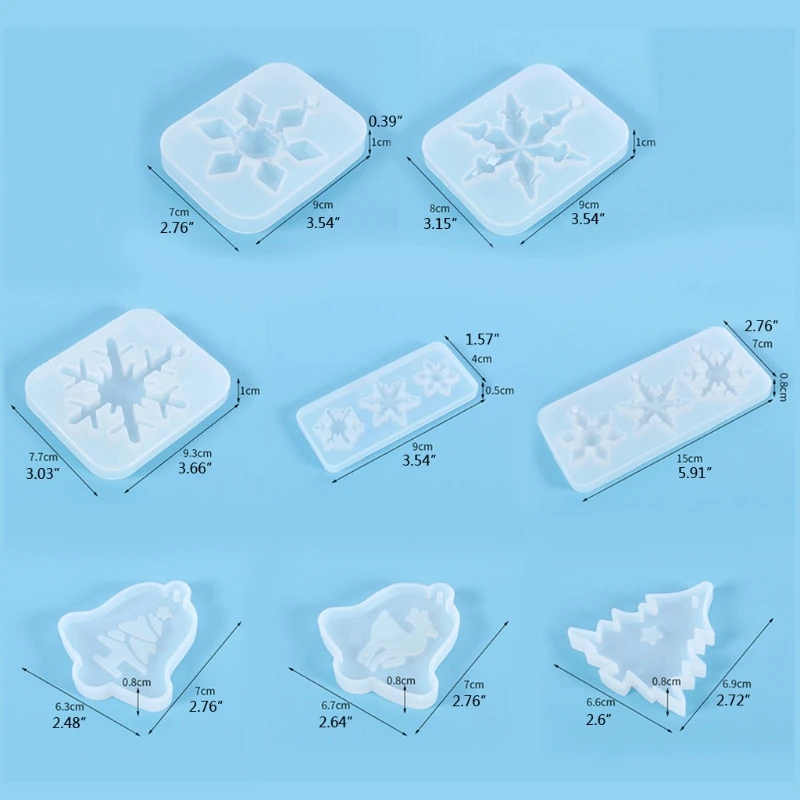 

14Pcs Christmas Tree Snowflake Mold Christmas Silicone Epoxy Resin Pendant Mould