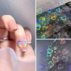 1 лист 3D наклеек для ногтей с динамическим сердцем, голографические самоклеящиеся слайдеры, аксессуары для рукоделия, Мигающие наклейки для ногтей