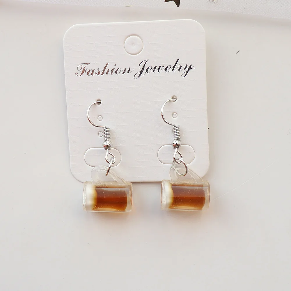 

Creative Simulation Beer Mug Women Earrings Trendy Resin Simple Exquisite Ladies Earrings Fashion Gift Jewelry