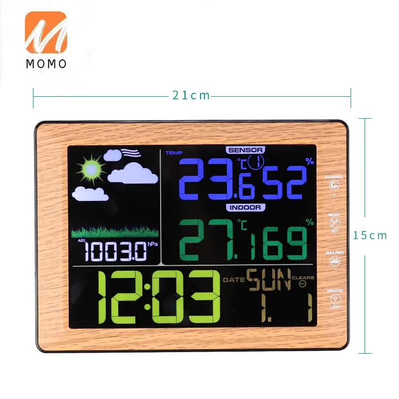 

Беспроводные цветные Барометр термометр гигрометр Метеостанция цифровые настенные часы по заводской цене