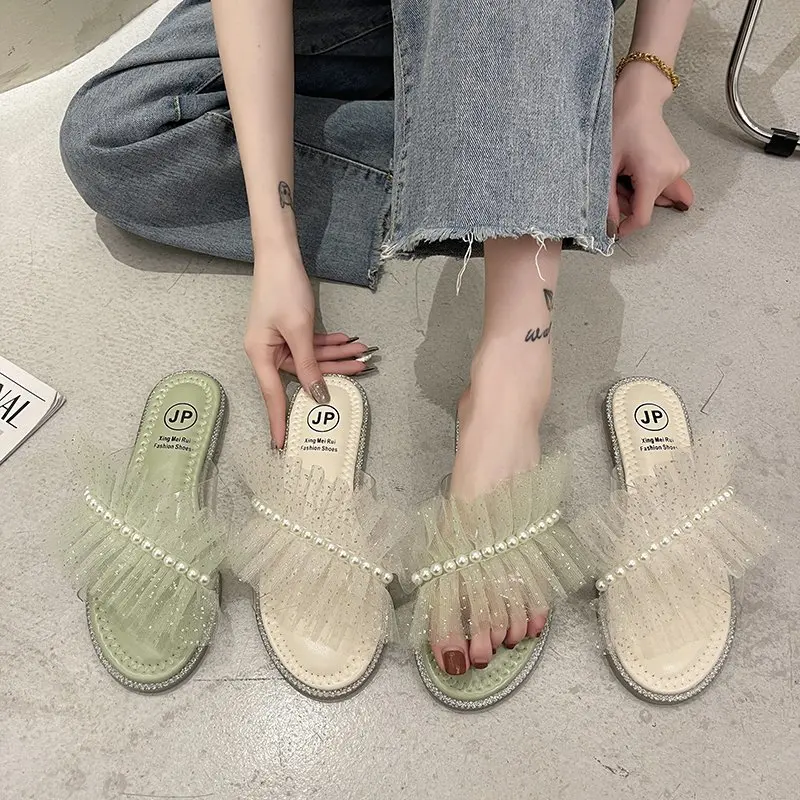 

Female Shoes Ladies' Slippers Summer Clogs Woman Low Luxury Slides 2021 Beach Flat Designer Rubber PU Basic Fashion Shoes Woman