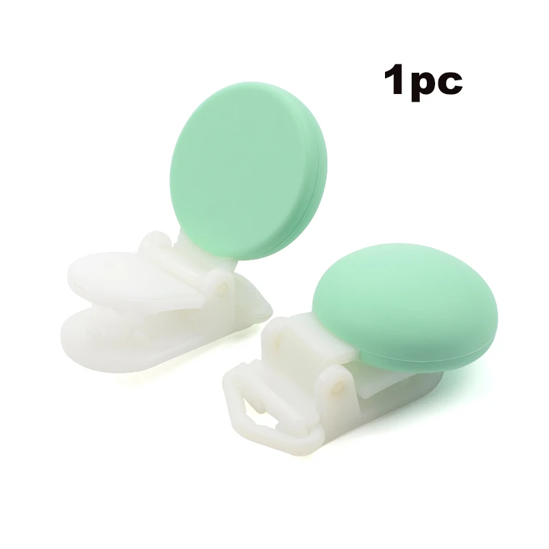 mint Круглый зажим для соски, силиконовые бусины, пластиковые зажимы для соски для младенцев, аксессуары для малышей, ниппель для клипа, застежки, игрушки DIY - Цвет: mint