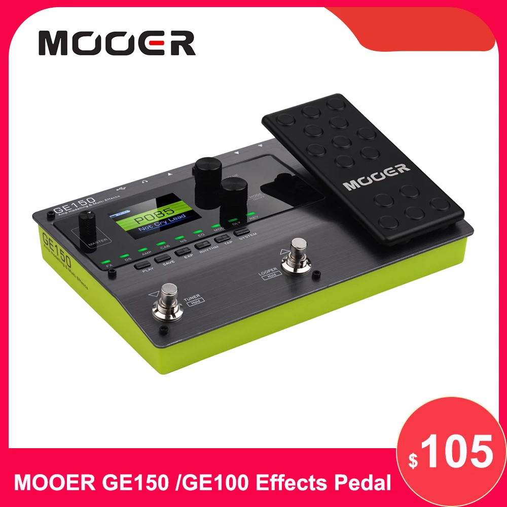 

MOOER GE150 Amp Modelling & Multi Effects Pedal 55 High-quality Amp Models and 151 Different Effects Guitar Pedal Accessories