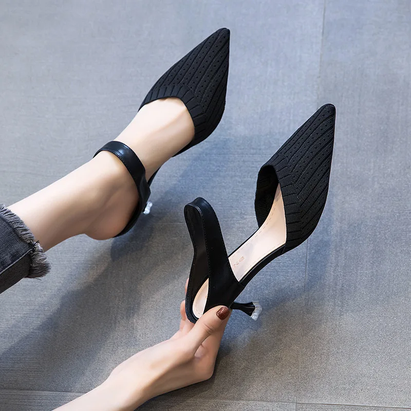 

Roman Women Slippers Baotou Solid Color Ladies Shoes Low Heel Slip-On Muller Shoes Commuter Female Pumps Summer Sandals Size 43