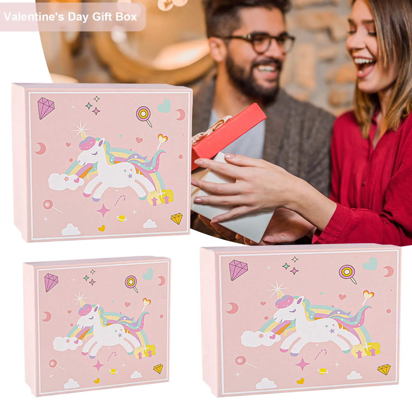 

Valentine's Day Gift Box Pink Wedding Cake Boxes Packaging Bakery Wrapping Wedding Decor Boy Girl Party Supplies With Gift Bag