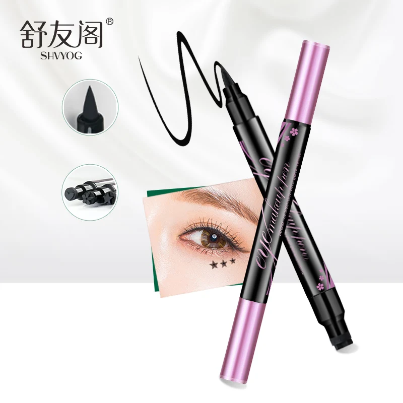 SHVYOG подводка для глаз с двойной головкой ЧЕРНЫЙ жидкий черный стойкий