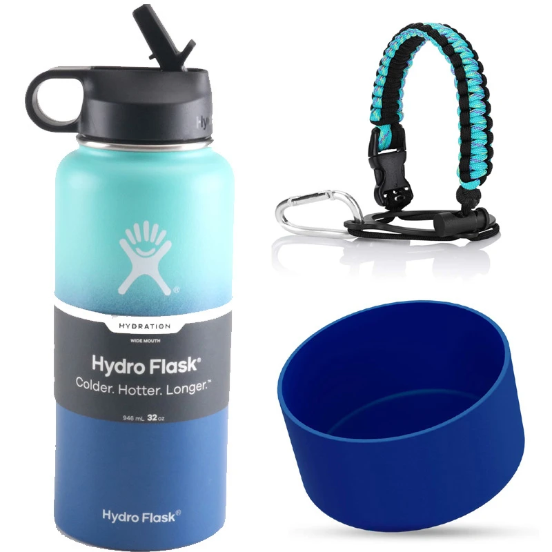 Бутылка для воды Hydro Flask с ручкой Paracord и силиконовым защитным чехлом из