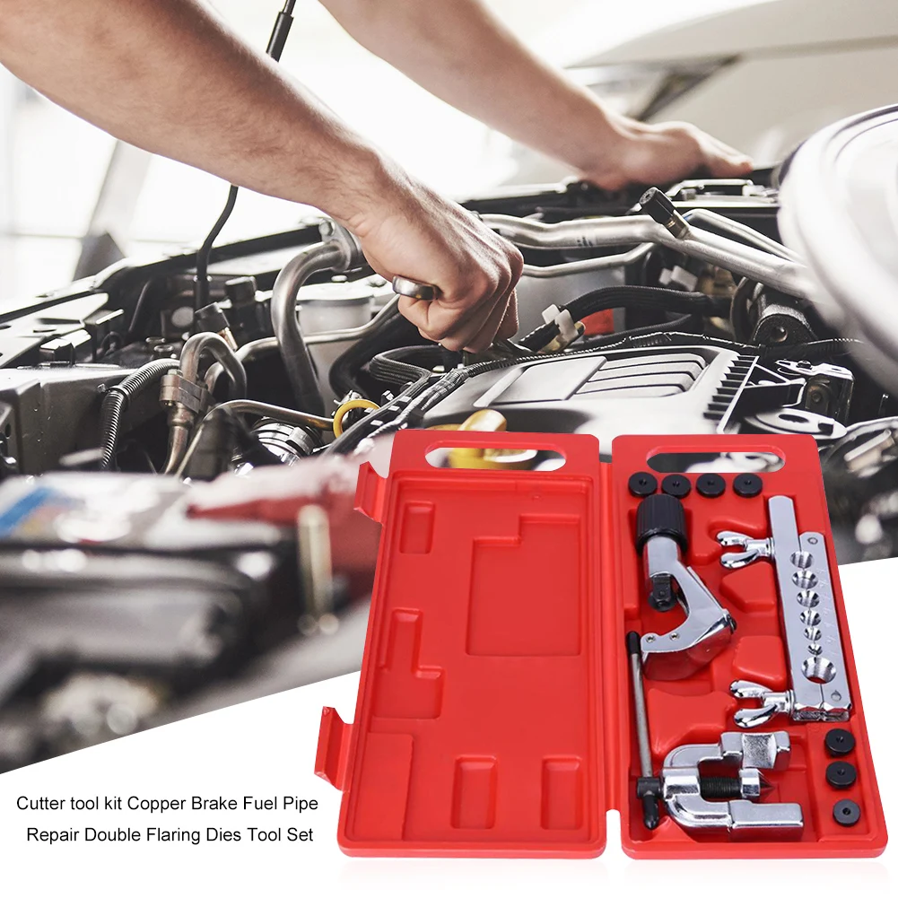 

Copper Brake Fuel Pipe Repair Double Flaring Dies Tool Set Clamp Kit Tube Cutter For Cutting And Flaring Copper Drop shipping