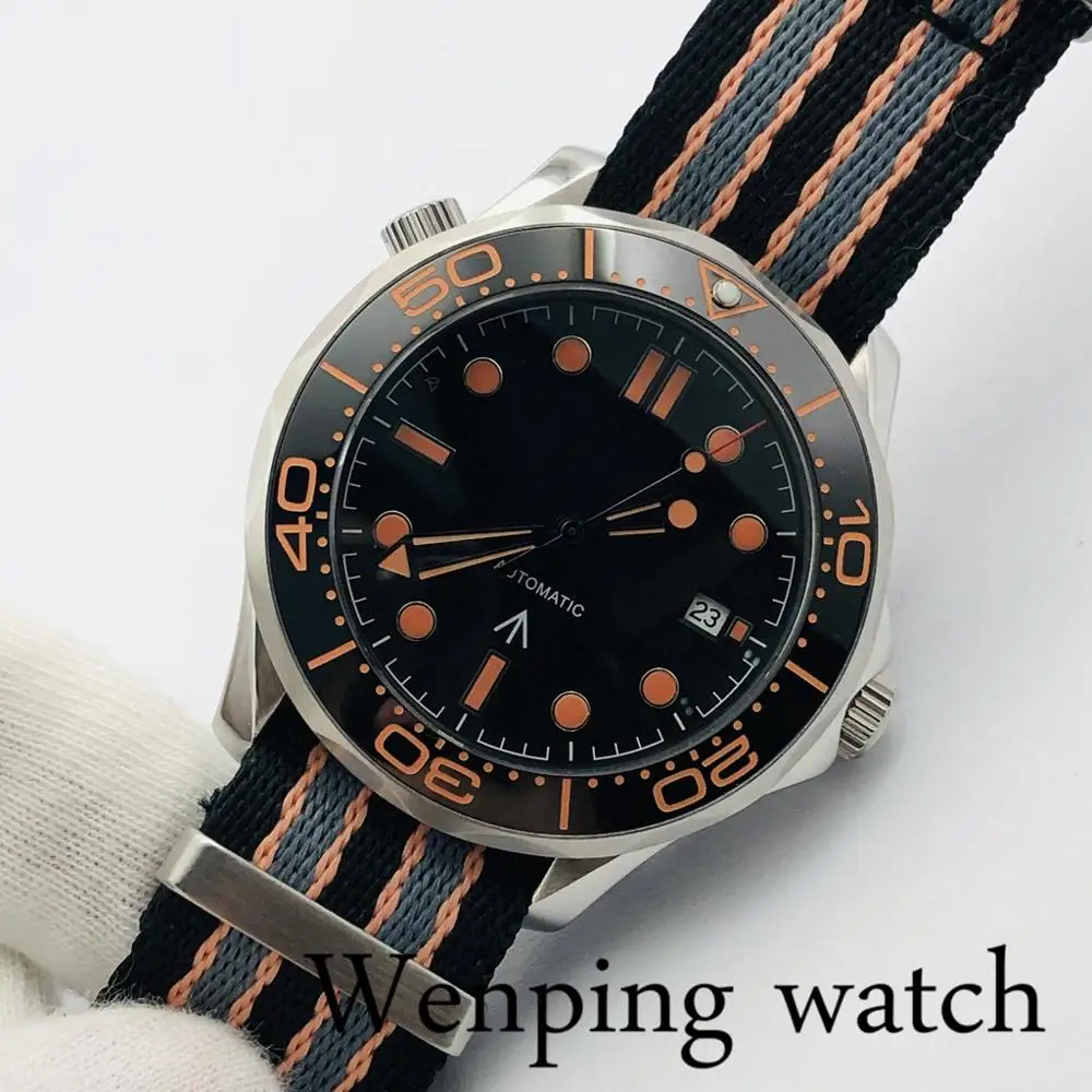 Bliger 41 мм Серебряный чехол сапфировое стекло Керамическая рамка черный циферблат