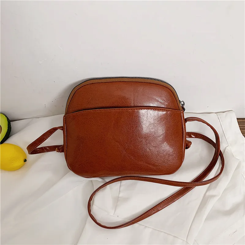 

Women Soild Color Simple Retro Leather Crossbody Bag Casual Shell Style Handbag Female Messenger Shoulder Bags Bolsa Feminina
