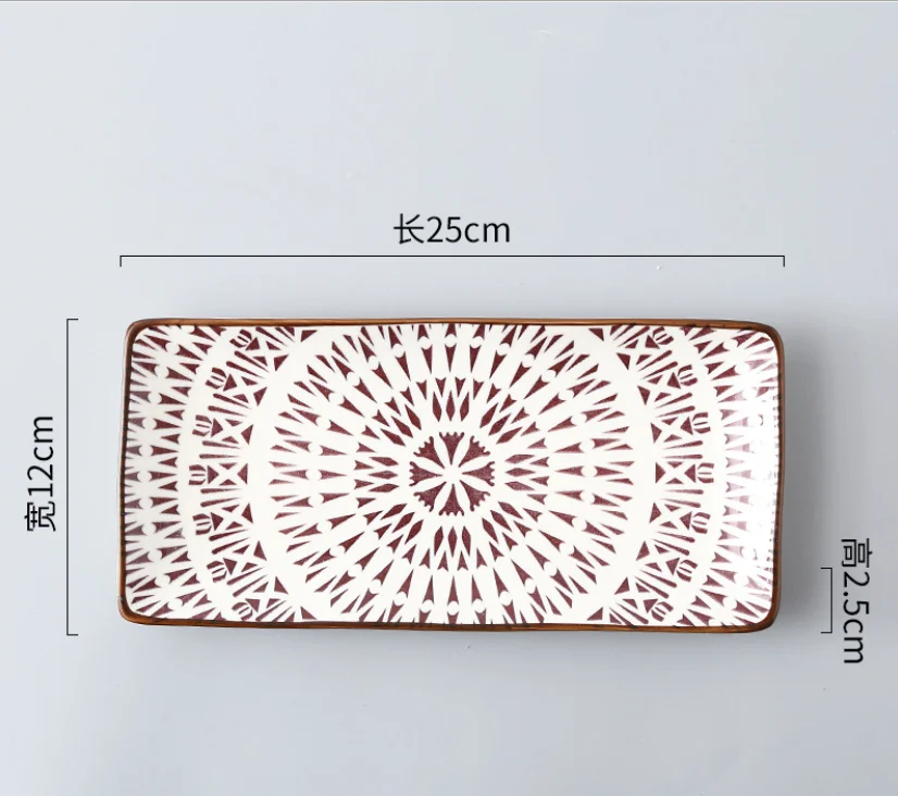 8 Japanese Style Sushi Plate Creative Underglaze Color Rectangular Ceramic Plate home Western Dish Serving Dishes Dinner Plates - Color: 8