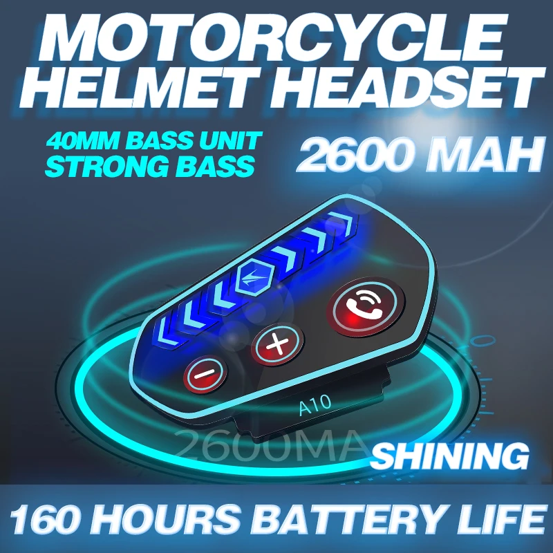 

NEW A10 Motorcycle BT Helmet Headset Wireless Hands-free call Kit Stereo Anti-interference Waterproof Music Player Speaker