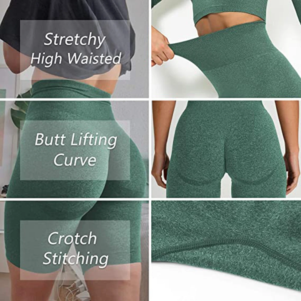 Seamless Yoga Shorts Fitness Women High Waist Push Up Workout Scrunch Butt Sports Gym Clothing Running Leggings | Спорт и