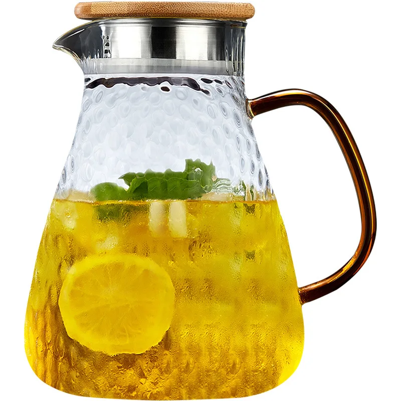 Household Heat Resistant Glass Jug Juice Tea Set Large Capacity Rice Hammer Cold Water Bottle | Дом и сад