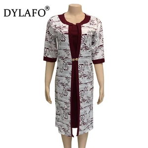 Женский комплект из двух предметов, длинное пальто с принтом в африканском стиле, элегантный наряд 3XL, офисный костюм, размера плюс