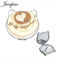 jweijiao heart love shape coffee health makeup mirrors 1x2x magnifying vintage gift leather espejo de maquillaje qf299
