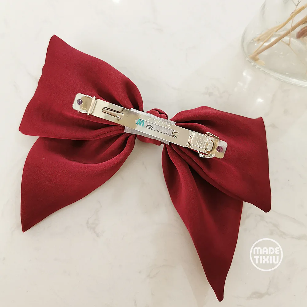 

Fashion Satin Big Barrette Bow Hairpin For Woman Female Korean Red Adult Spring Clip Hair Accessories Headdress Lolita Headwear