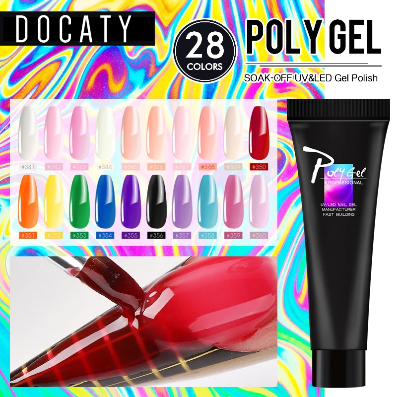 Набор для наращивания ногтей из полигеля с кристаллами желеобразного цвета