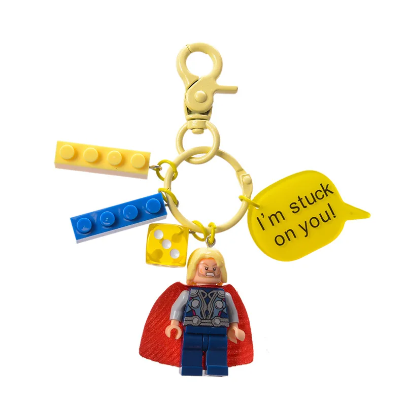 

Disney Marvel The Avengers Cartoon Iron Bat Rabbit Soldier Hero Building Blocks Cute KeyChain Model DIY Bricks Toy For Kid Gift