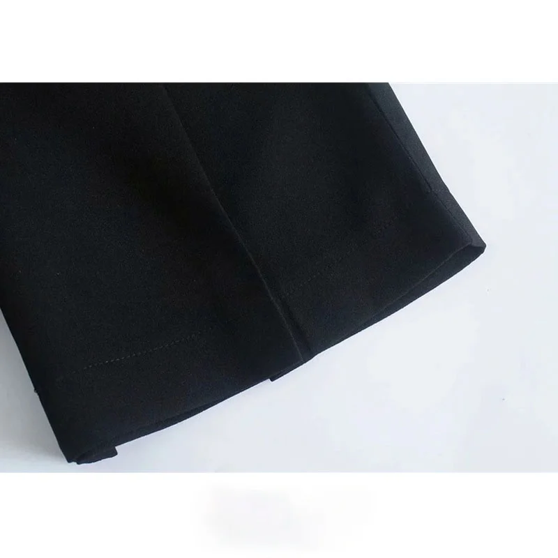 

Women Chic Fashion Side Pockets Pleated Bermuda Shorts Vintage High Waist Zipper Fly Female Short Pants Mujer