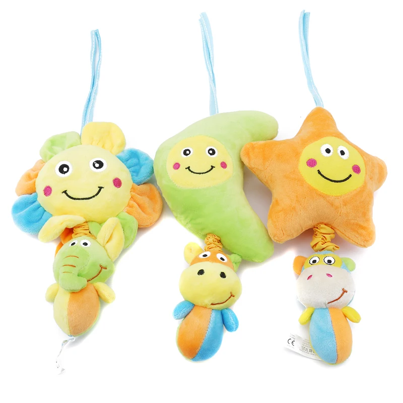 

Cute 0-3T Baby Infant Comfort Toys Baby Plush Dolls Cartoon Music Plush Pull Bell Rattle Toys Bed Pendants Early Childhood Doll