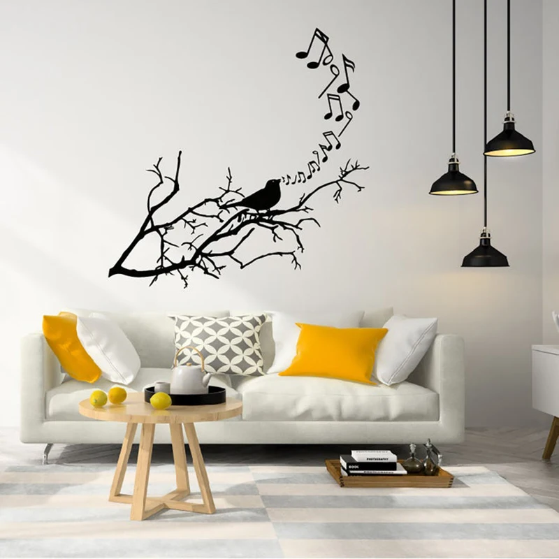 Большой Виниловый фон для детской комнаты с музыкальными нотами|Наклейки на