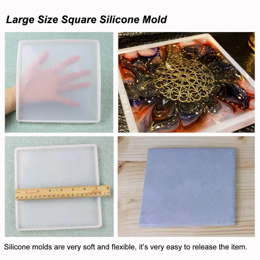 Large Epoxy Resin Mold Silicone Round Square Coaster Molds Polymer Clay For Crafts Jewerly Soap Making Cake Decorating | Дом и сад