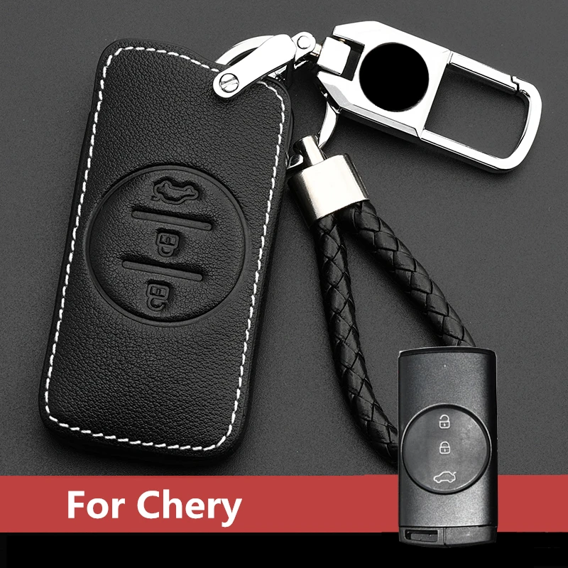 

New Leather Car Key Cover Case For Chery Tiggo 8 Arrizo 5 pro gx 5x eQ7 Chery tiggo 7Pro 2020 Key Case key chain keyrings