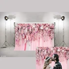 Фоны для фотографирования с 3D цветущими цветами на стену Розовая Занавеска для свадебной вечеринки реквизит для фотостудии цветочный свадебный фон