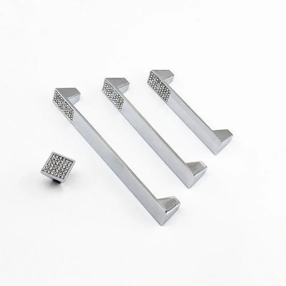 3 75 'Ƌ'ƌ. 3'crystal Knobs комод Ящик Тянет Ручки Ручка Серебро прозрачное стекло