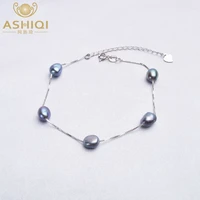 ashiqi genuine 925 sterling silver natural baroque pearl bracelet fashion 6 7mm freshwater pearl jewelry for women