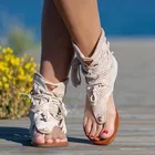 Модные сандалии с кисточками в римском стиле для женщин, летняя обувь на плоской подошве, Женская пляжная обувь на шнуровке, женские туфли, большие размеры