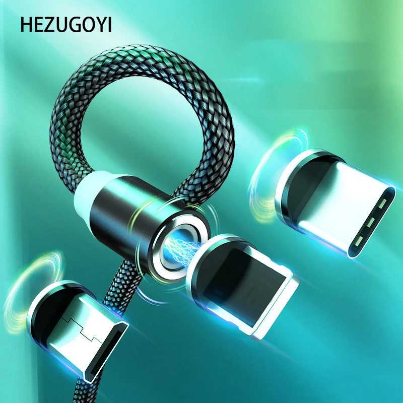 

3 In 1 LED Magnetic Micro USB Cable For iPhone 11 X Samsung Android Mobile Phone USB Type C Cable Magnet Charger Wire Cord 1m/2m