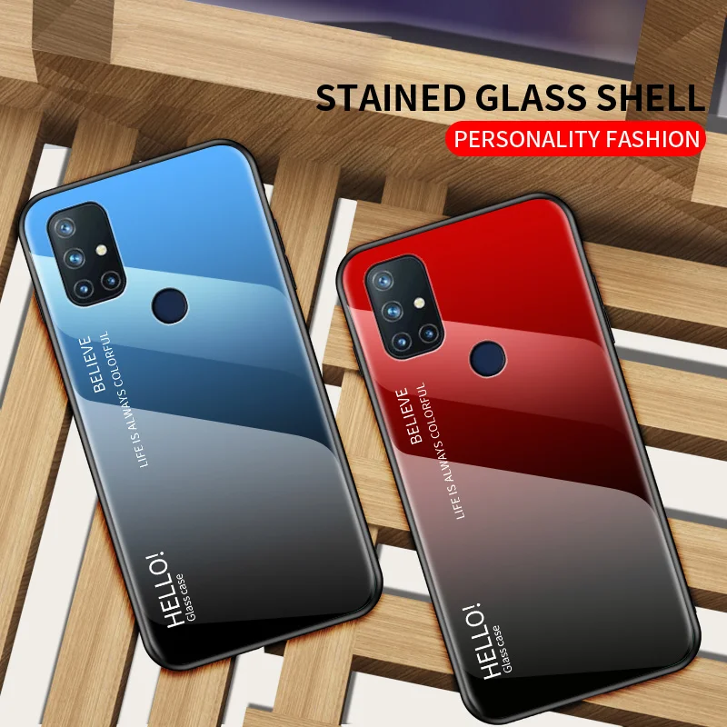 Чехол для Oneplus Nord N10 N100 градиентный чехол из закаленного стекла задняя крышка