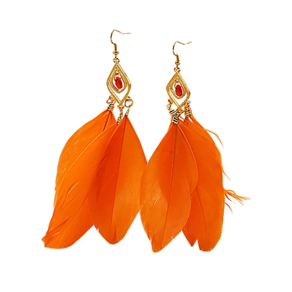 1 пара элегантных женских перьев Висячие Крючки Свадебные вечерние серьги для