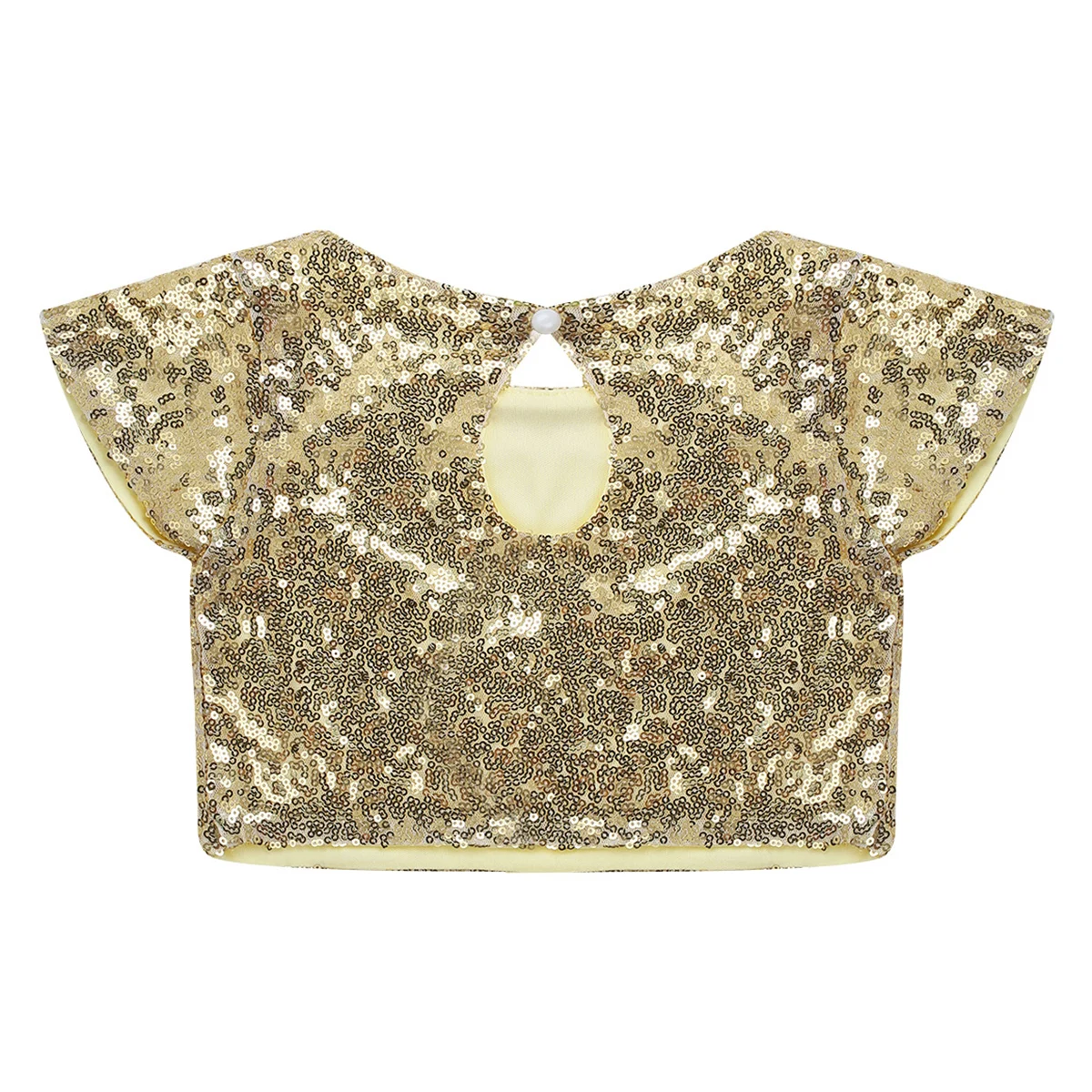 ChicTry девочки кепки рукава сверкающие блестки вырез на спине кроп топы для детей