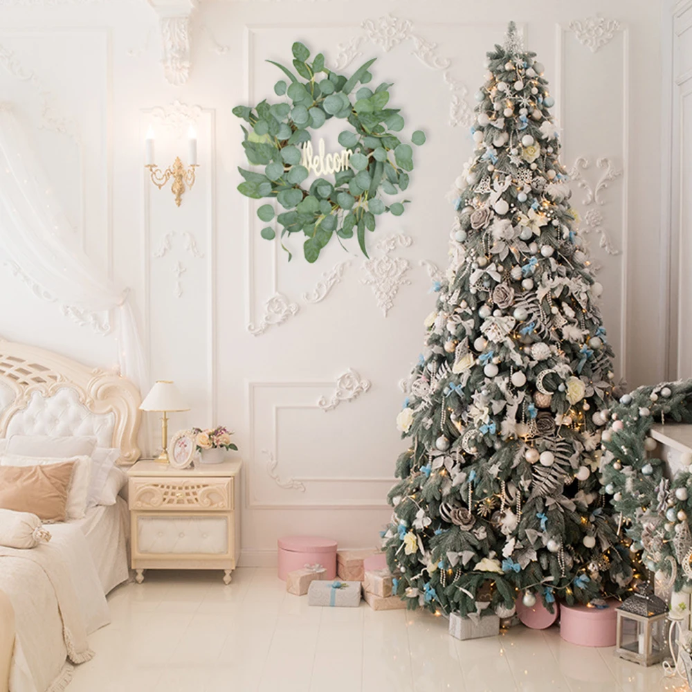 

Artificial Eucalyptus Wreath Hanging Green Leaf Flower Wedding Decoration Front Door Festival Celebration Vines Garland