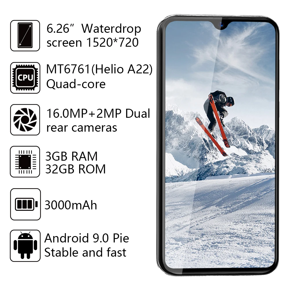 Cubot C15 Pro Android 9 0 3 ГБ ОЗУ 32 Гб ПЗУ четырехъядерный 6 26 "экран капли воды смартфон 13MP