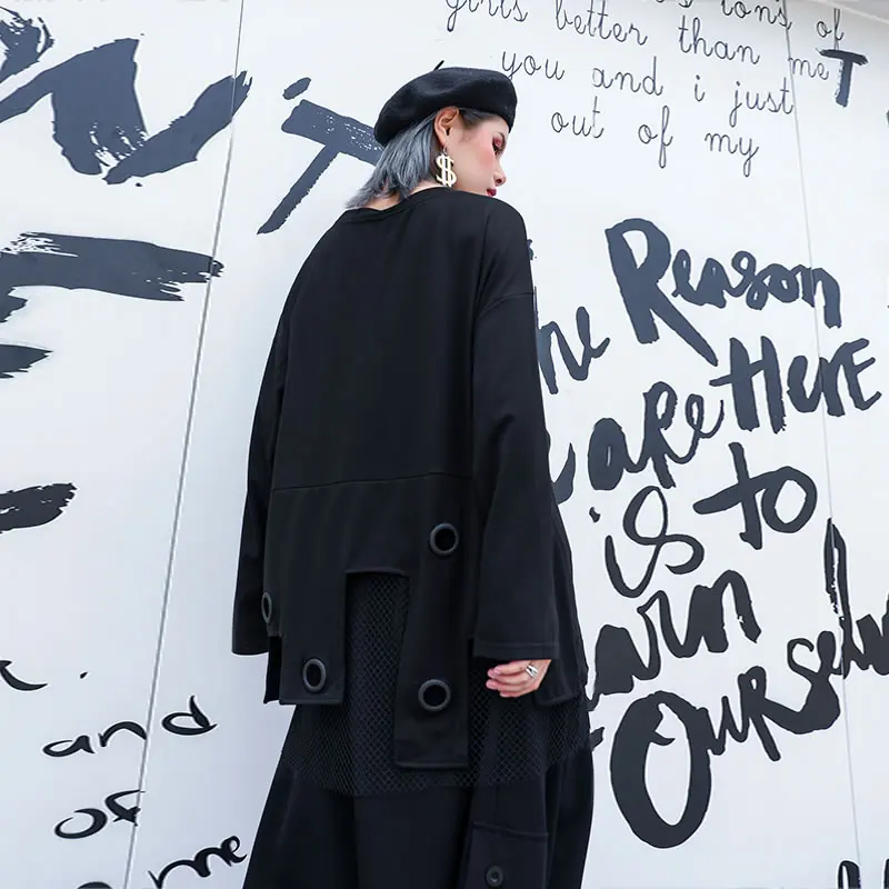 XITAO Асимметричная Черная Кружевная футболка женская модная новинка 2019 осенний