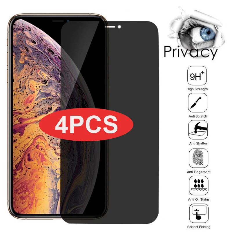4 шт. антишпионская Защита экрана для iPhone 14 13 12 11 Pro Max частное закаленное стекло