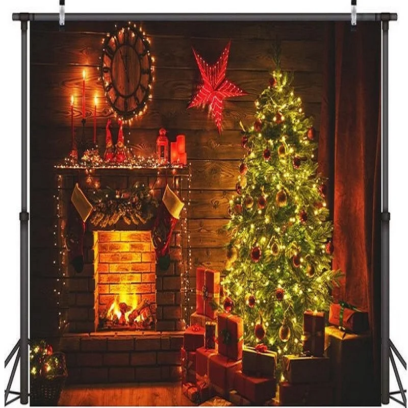 

Photo Studio Props Photography Backdrop Christmas Decoration Fireplace Candle Vinyl Background Party Decoration