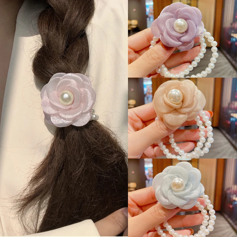 Модная жемчужная круглая повязка для волос с свежими цветами 2022