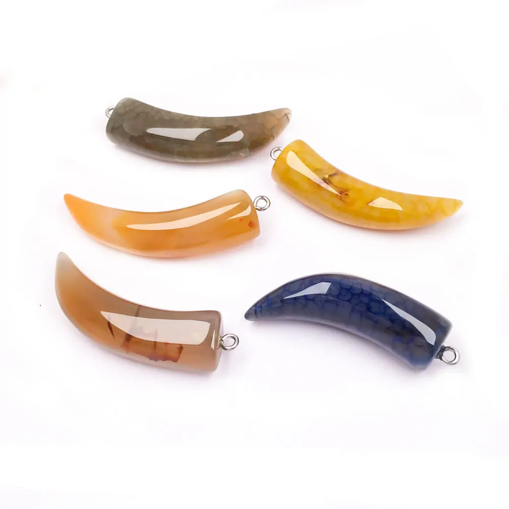 2020 Подвеска из натурального камня подвеска в форме зуба волка Агатовая