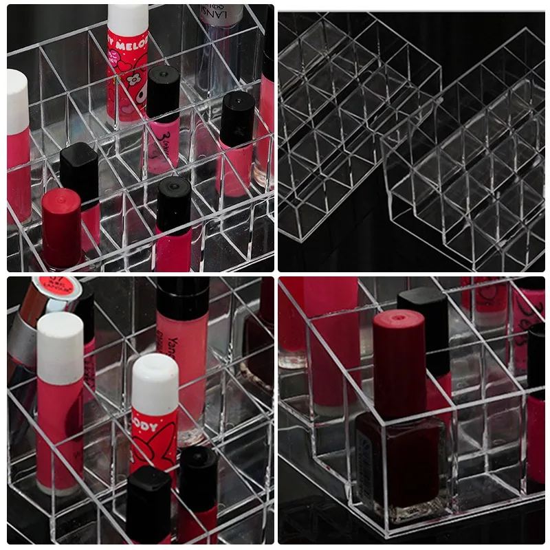 

24 Grid Makeup Organizer Storage Box Lipstick Box Acrylic Lipstick Nail Polish Display Stand Holder Cosmetic Organizer Box