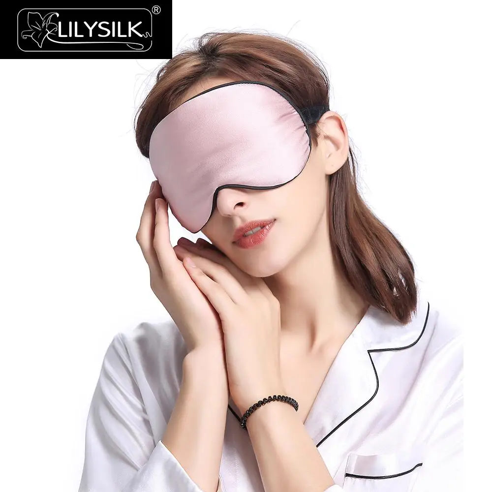 Шелковая маска для глаз LilySilk сна с черной отделкой роскошный цвет случайный