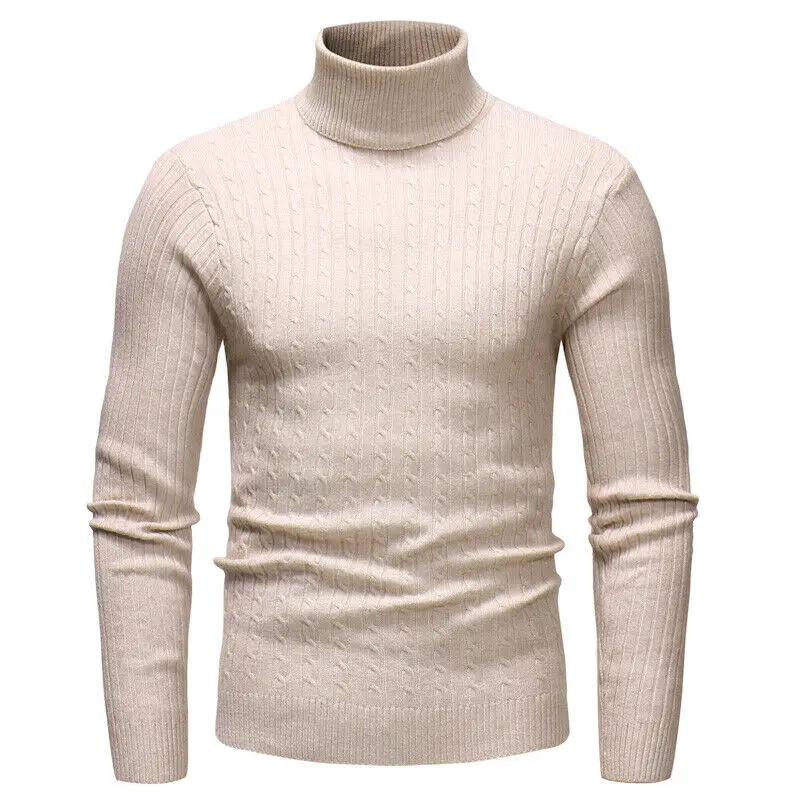 Autumn Winter New Fashion Men Long Sleeve Pullover High Neck Turtleneck Stretch Slim Basic T Shirt Tee Top Sweaters | Мужская одежда