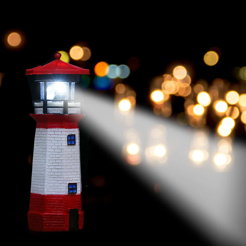 

Solar Powered Lighthouse Lamp Beacon Tower Guide Lamp Garden Light Outdoor Yard Decoration Christmas Gifts