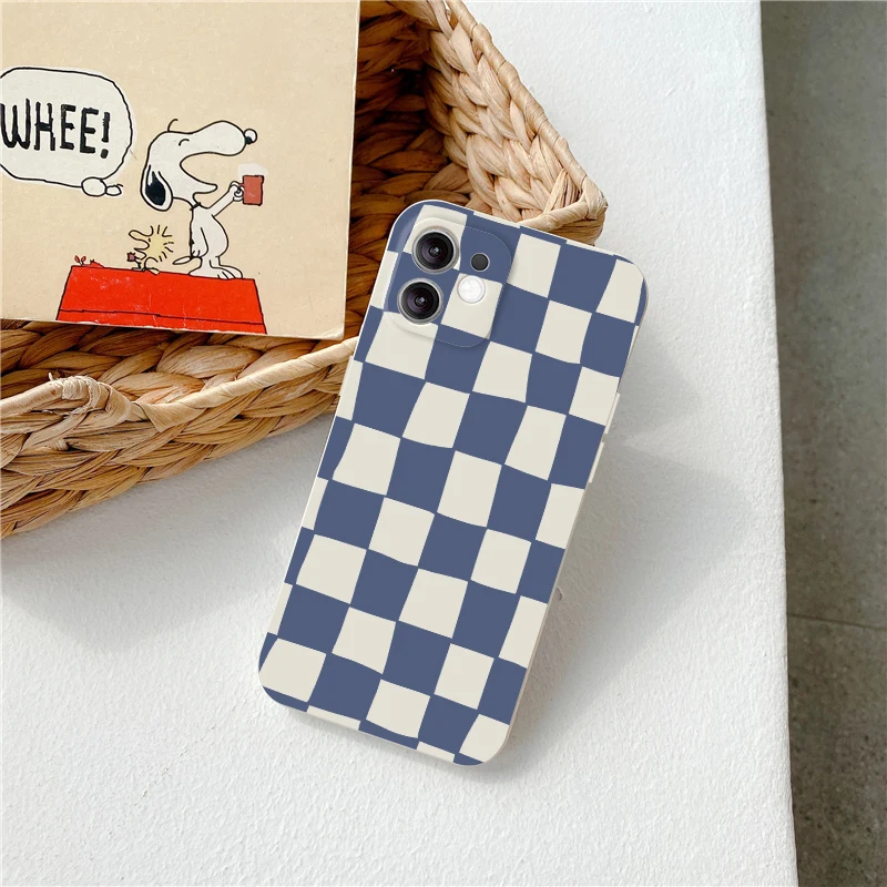 

8plus design xs max phone case for apple iphone 13 case Brief strokes 7 8 6s Plus SE 2 Fashion color check pattern back cover