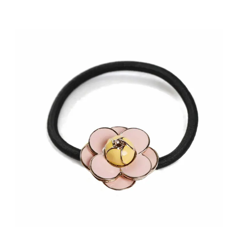 Новое поступление, маленькие ароматные резинки для волос камелии, корейская мода, женские повязки на голову - Окраска металла: Pink Yellow